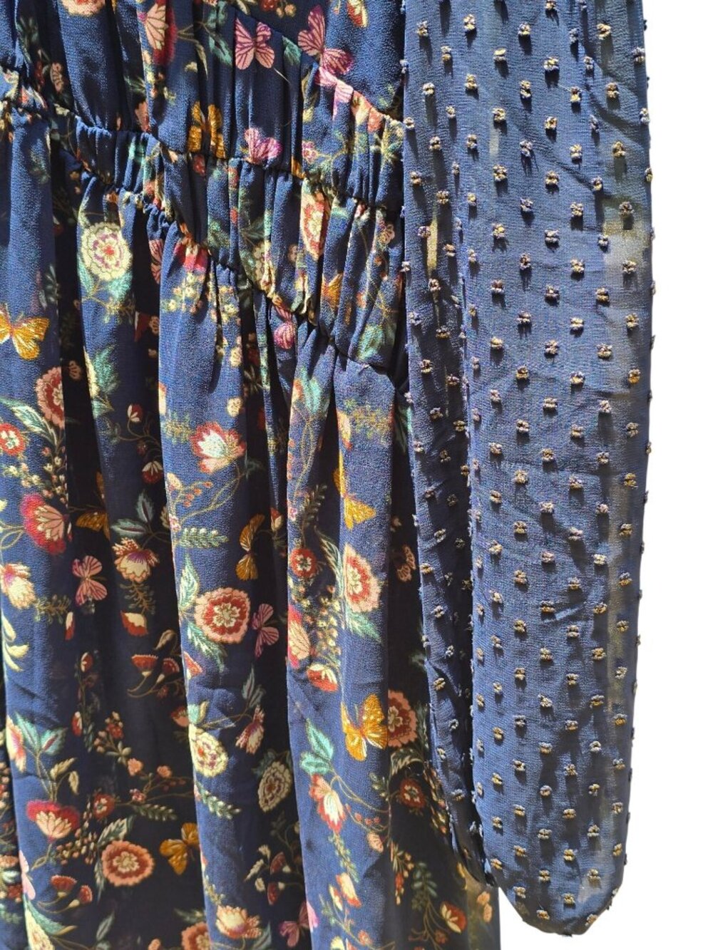 Umgee USA Fall Butterfly Floral, Swiss Dot Long Sleeve Tunic, Sz. L, NWOT - Picture 2 of 7